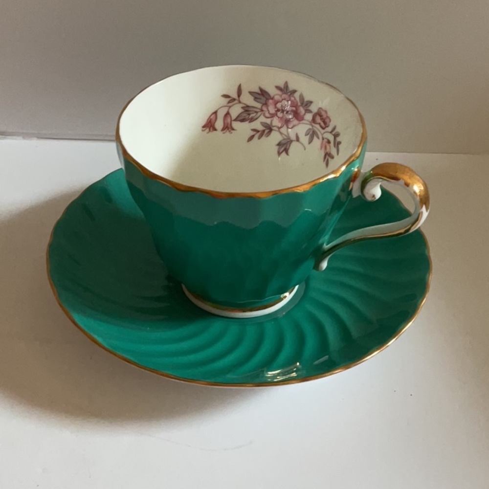 Vintage Aynsley Emerald bone china cup and saucer